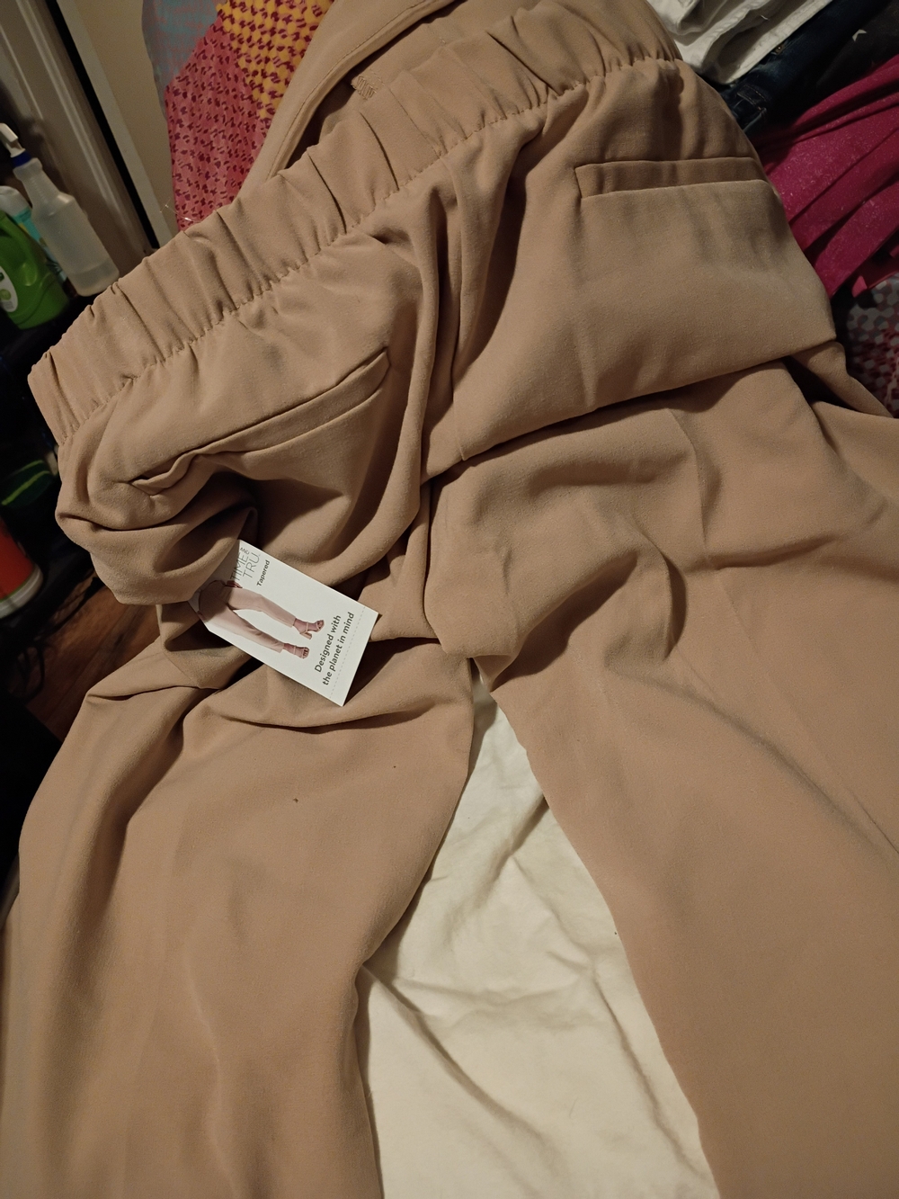 Time An True Women's Beige Elastic-Waist Trousers